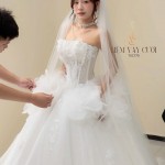 TVC779 Váy Cưới Đi Tiệc, Đầm Cưới Dáng Xuông, Cúp ngực, Xếp Tầng