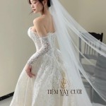 TVC780 Váy Cưới Đi Bàn, Đầm Cưới Đuôi Cá, Cúp Ngực, Xếp Ly