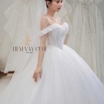 TVC782 Váy Cưới Làm Lễ, Đầm Cưới Cao Cấp, Hoa 3D, Cúp Ngực, Váy