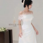 TVC783 Váy Cưới Đi Bàn, Đầm Cưới Xuông, Bệt Vai Ngang, Nhẹ Nhàng