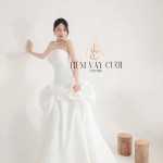 TVC784 Váy Cưới Đi Bàn, Đầm Cưới Đuôi Cá, Cúp Ngực, Trơn