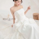 TVC784 Váy Cưới Đi Bàn, Đầm Cưới Đuôi Cá, Cúp Ngực, Trơn