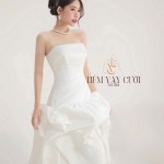 TVC784 Váy Cưới Đi Bàn, Đầm Cưới Đuôi Cá, Cúp Ngực, Trơn