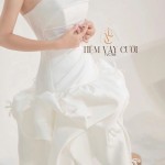 TVC784 Váy Cưới Đi Bàn, Đầm Cưới Đuôi Cá, Cúp Ngực, Trơn