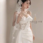 TVC786 Váy Cưới Đi Bàn, Đầm Cưới Đuôi Cá, Tà Lệch, Gọng Corset