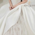 TVC787 Váy Cưới Đi Bàn, Đầm Cưới Đi Bàn, Cúp Ngực, Phối Ren, Dáng Xuông