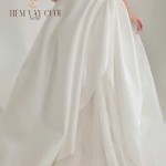 TVC787 Váy Cưới Đi Bàn, Đầm Cưới Đi Bàn, Cúp Ngực, Phối Ren, Dáng Xuông