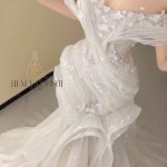 TVC791 Váy Cưới Đi Bàn, Đầm Cưới Đuôi Cá, Cúp Ngực, Lấp Lánh, Cao Cấp