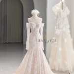 TVC801 Váy Cưới Đi Bàn, Đầm Cưới Đuôi Cá, Cúp Ngực, Dáng Ôm