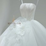 TVC810 Váy Cưới Làm Lễ, Đầm Cưới Tiệc, Cúp Ngực, Hoa 3D
