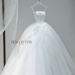 TVC810 Váy Cưới Làm Lễ, Đầm Cưới Tiệc, Cúp Ngực, Hoa 3D
