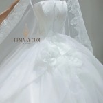 TVC810 Váy Cưới Làm Lễ, Đầm Cưới Tiệc, Cúp Ngực, Hoa 3D