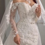 TVC814 Váy Cưới Đi Bàn, Đầm Cưới Đuôi Cá, Tà rời, Ren