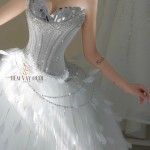 TVC820 Váy Cưới Làm Lễ, Đầm Cưới Thiết Kế, Cúp Ngực, Đính Đá