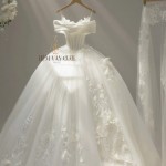 TVC822 Váy Cưới Làm Lễ, Đầm Cưới Cao Cấp, Cúp Ngực, Ngọc Trai