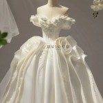 TVC829 Váy Cưới Làm Lễ, Đầm Cưới Cao Cấp, Cúp Ngực, Họa Tiết, Tặng Tùng + Voan + Mút Ngực