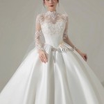 TVC832 Váy Cưới Làm Lễ, Đầm Cưới Đi Tiệc, Dài Tay Phối Vải Ren Lưới Hoa, Cổ Ren