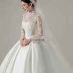 TVC832 Váy Cưới Làm Lễ, Đầm Cưới Đi Tiệc, Dài Tay Phối Vải Ren Lưới Hoa, Cổ Ren