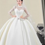 TVC843 Váy Cưới Làm Lễ, Đầm Cưới Dáng Xoè Bồng Bềnh, Dài Tay, Cúp Ngực, Đính Đá