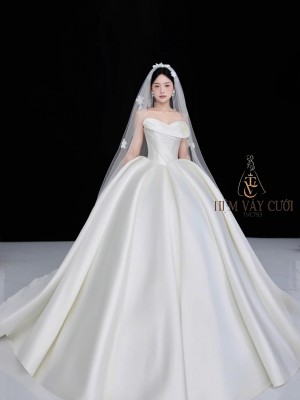 TVC793 Váy Cưới Làm Lễ,Đầm Cưới Tiệc, Cúp Ngực, Đính Ngọc