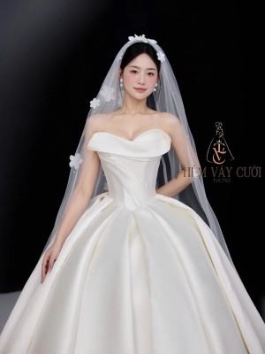 TVC793 Váy Cưới Làm Lễ,Đầm Cưới Tiệc, Cúp Ngực, Đính Ngọc