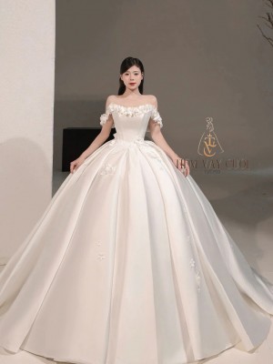 TVC799 Váy Cưới Làm Lễ, Đầm Cưới Đi Tiệc, Cúp Ngực, Tùng Bồng