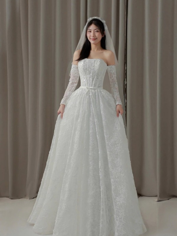 TVC790 Váy Cưới Đi Bàn, Đầm Cưới Đi Bàn, Dáng Xuông, 3 Mẫu Váy Cổ Điển