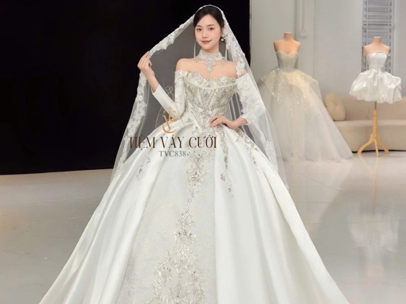 TVC838 Váy Cưới Làm Lễ, Đầm Cưới Đi Tiệc, Cúp Ngực
